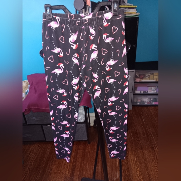 No Boundaries Christmas Flamingo Leggings Pre-owned - Picture 1 of 6
